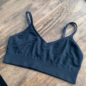 Aerie Black Waffle Knit Sports Bra - XL